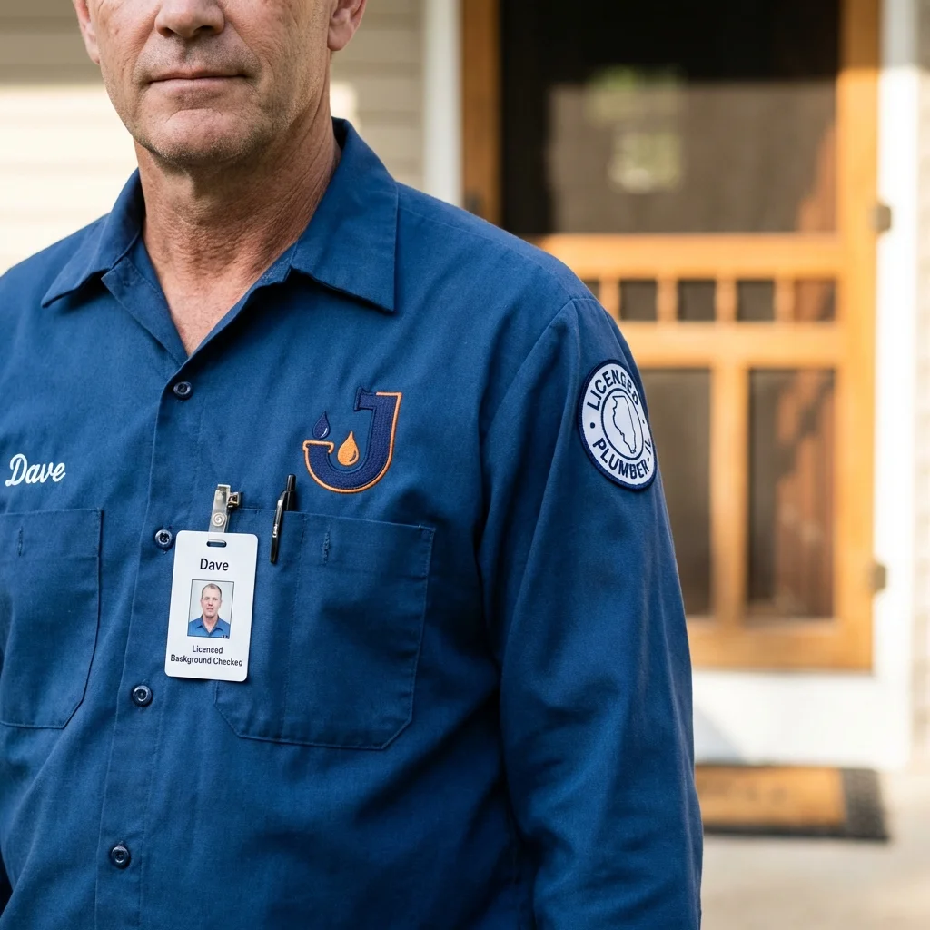Licensed plumber showing ID badge in Kenova, WV