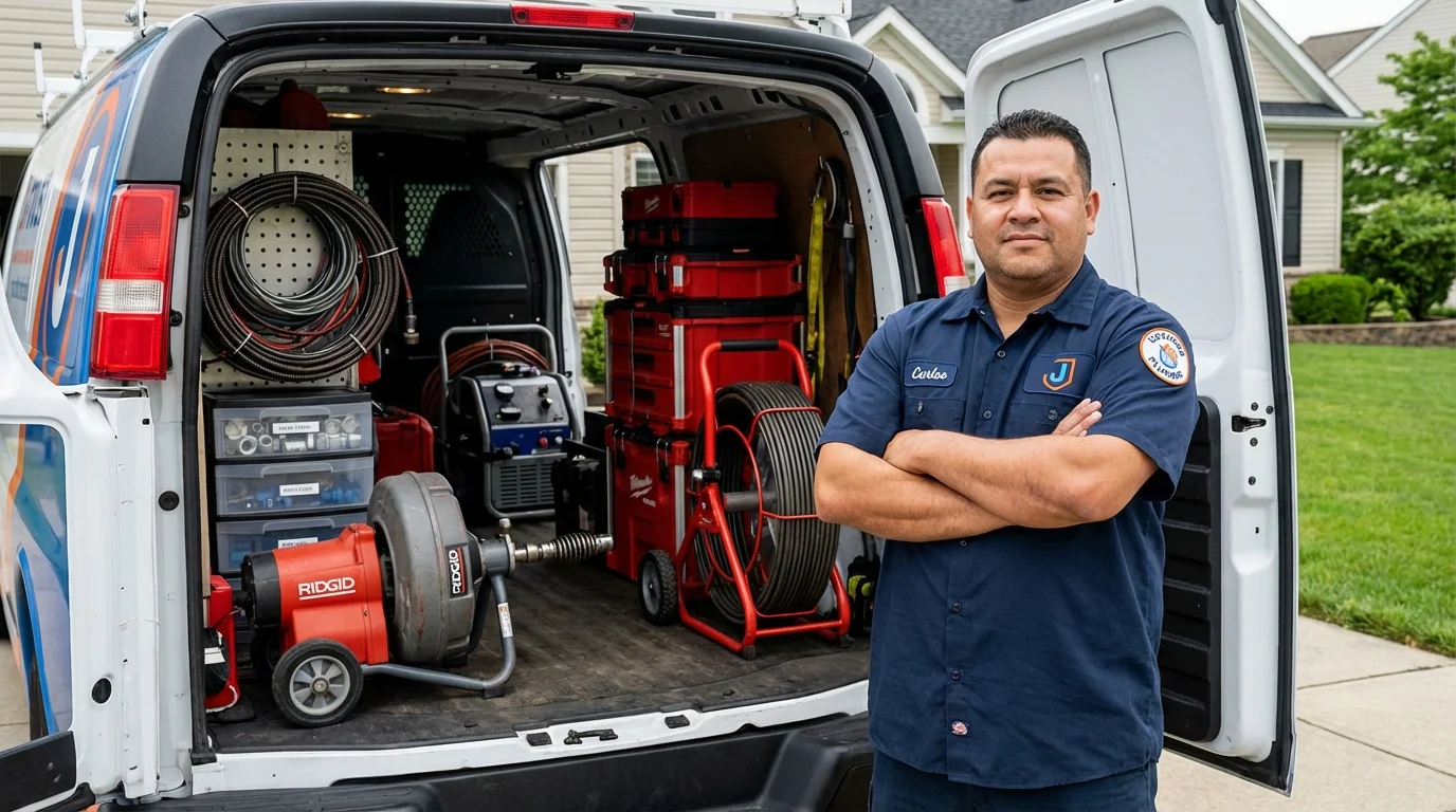 Professional drain cleaning equipment and Johns Plumbing LLC plumber in Kenova