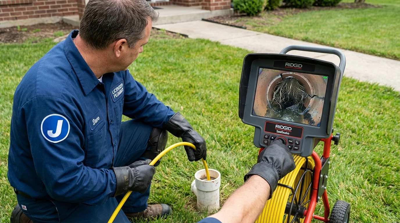Sewer camera inspection being performed by Johns Plumbing LLC in Kenova